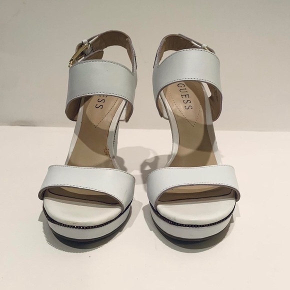 GUESS WHITE LEATHER WEDGE HEEL - Picture 3 of 5